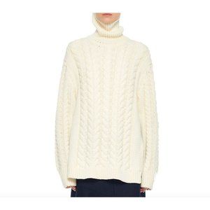 Tibi Cable-Knit Wool-Blend Sweater SIZE XS/S 1150$ CREAM COLOR